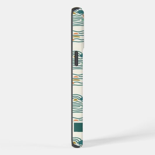 ティール(緑がかった色)カスタムグリーンホワイトブルー抽象芸術パターン iPhoneケース (右側面)