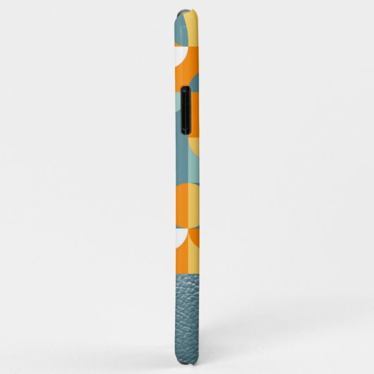 ティール(緑がかった色)カスタムシーフオムグリーンオレンジレトロアートパターン Case-Mate iPhoneケース (裏面/右)