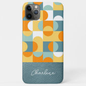 ティール(緑がかった色)カスタムシーフオムグリーンオレンジレトロアートパターン Case-Mate iPhoneケース (裏面)