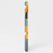 ティール(緑がかった色)カスタムシーフオムグリーンオレンジレトロアートパターン iPhoneケース (右側)