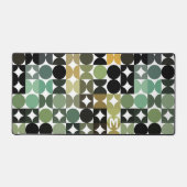 ティール(緑がかった色)カスタムセージ緑ブラックグレーレトロパターン デスクマット (正面)