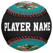 ティール（緑がかった色）カスタムソフトボール選手の写真の名前と番号 ソフトボール (裏面)