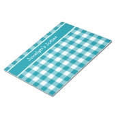 ティール（緑がかった色）カスタムチェックGingham ノートパッド (アングル)