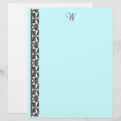 ティール（緑がかった色）カスタムチョコレートブラウンモノグラムレターヘッド (正面/裏面)