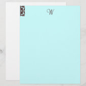 ティール（緑がかった色）カスタムチョコレートブラウンモノグラムレターヘッド (正面/裏面)