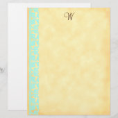 ティール（緑がかった色）カスタムチョコレートブラウンモノグラムレターヘッド (正面/裏面)