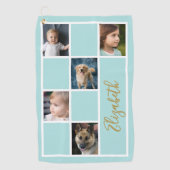 ティール（緑がかった色）カスタムテンプレートの写真 ゴルフタオル (正面)