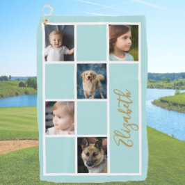 ティール(緑がかった色)カスタムテンプレートの写真 ゴルフタオル