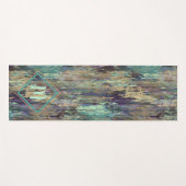 ティール（緑がかった色）カスタムバイオレットパープルトープストライプアート ヨガマット (正面(横))