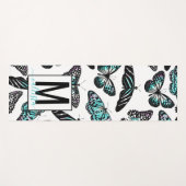 ティール（緑がかった色）カスタムバタフライトレンディーパーソナライゼーション ヨガマット (正面(横))