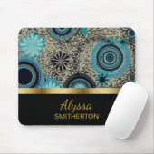 ティール(緑がかった色)カスタムブラック金ゴールドトレンディーサークル マウスパッド (マウス)