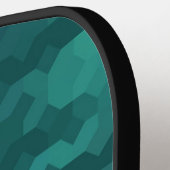 ティール(緑がかった色)カスタムブルーアクアグリーンターコイズモザイクアート ピックルボールラケット (左詳細)