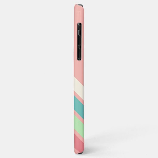 ティール（緑がかった色）カスタムブルーアクアコーラルライムグリーンストライプズ Case-Mate iPhoneケース (裏面/左)