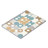 ティール(緑がかった色)カスタムブルーグリーングレータイペベージュパターン ノートブック (左側)