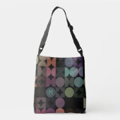 ティール（緑がかった色）カスタムブルーグリーンブラウンブラックレトロパターン クロスボディバッグ (裏面)