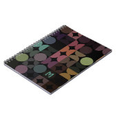 ティール(緑がかった色)カスタムブルーグリーンブラウンブラックレトロパターン ノートブック (左側)