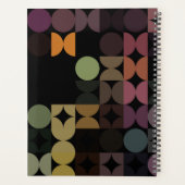 ティール（緑がかった色）カスタムブルーグリーンブラウンブラックレトロパターン プランナー手帳 (裏面)