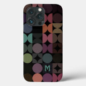 ティール(緑がかった色)カスタムブルーグリーンブラウンブラックレトロパターン Case-Mate iPhoneケース (裏面)