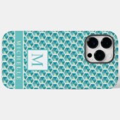 ティール（緑がかった色）カスタムブルーグリーンホワイトヘプタゴンジオメトリック Case-Mate iPhoneケース (裏面 (横))
