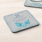 ティール(緑がかった色)カスタムブルーシーシェルホワイトシェルコースタルグレー コースター (左側)