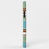 ティール(緑がかった色)カスタムブルーセージグリーンブラウンアイボリーストライプズ Case-Mate iPhoneケース (裏面/右)