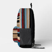 ティール(緑がかった色)カスタムブルータンブラウンダークレッドブラックストライプ プリントバックパック (右)