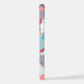 ティール(緑がかった色)カスタムブルー赤面ピーチオレンジピンクモザイク iPhoneケース (右側面)