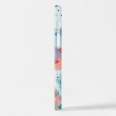 ティール(緑がかった色)カスタムブルー赤面ピーチオレンジピンクモザイク iPhoneケース (左側面)