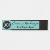 ティール（緑がかった色）カスタムロゴプロフェッショナルOfficeドアサイン サインプレート (正面)
