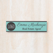 ティール（緑がかった色）カスタムロゴプロフェッショナルOfficeドアサイン サインプレート (正面)