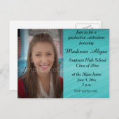 ティール（緑がかった色）カスタム写真卒業お祝いカード インビテーションポストカード (正面/裏面)