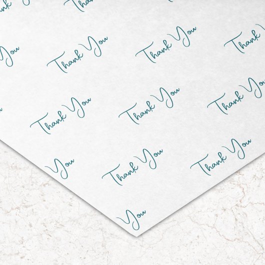 ティール（緑がかった色）カスタム文字パターンありがとうありがとう 薄葉紙