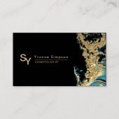 ティール(緑がかった色)カスタム金ゴールドブラックモダンテンプレートブランド 名刺 (正面)