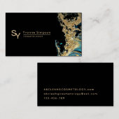ティール(緑がかった色)カスタム金ゴールドブラックモダンテンプレートブランド 名刺 (正面/裏面)