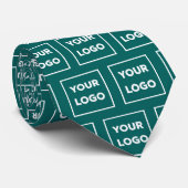 ティール(緑がかった色)カスタム2面のビジネスのロゴパターン ネクタイ (ロール)