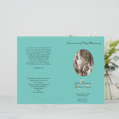 ティール(緑がかった色)カトリック折り畳み結婚式 プログラムテンプレート (スタンド正面)
