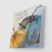 ティール(緑がかった色)カボチャアクリル時計 スクエア壁時計 (傾斜)