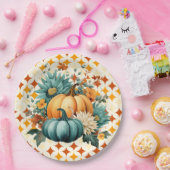 ティール（緑がかった色）カボチャ ペーパープレート (パーティー)