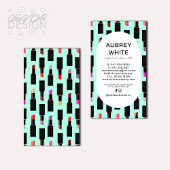 ティール（緑がかった色）カラフルラックスリップスティックパターンメイクアップアーティスト 名刺