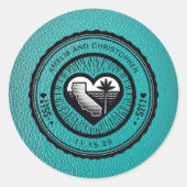 ティール(緑がかった色)カリフォルニアパスポート ラウンドシール (正面)