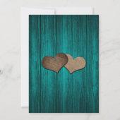 ティール(緑がかった色)カントリーウッドバーラップフローラレースフォト結婚ズ 招待状 (裏面)