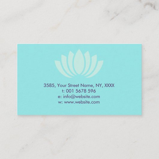 ティール(緑がかった色)ガラスの霊気の治療の記号そして手 名刺 (裏面)