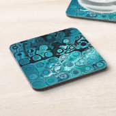 ティール(緑がかった色)ガラスブロック コースター (左側)