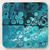 ティール(緑がかった色)ガラスブロック コースター (正面)