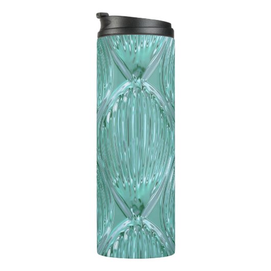 ティール（緑がかった色）ガラスルック抽象芸術アートパターンエレガント タンブラー (回転右)