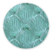 ティール（緑がかった色）ガラスルック抽象芸術パタエレガントーン セラミックノブ (正面)