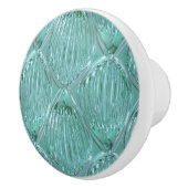 ティール（緑がかった色）ガラスルック抽象芸術パタエレガントーン セラミックノブ (右)