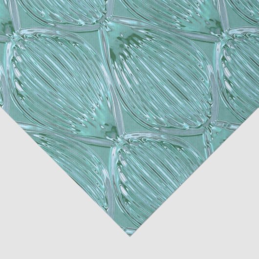 ティール(緑がかった色)ガラスルック抽象芸術パタエレガントーン 薄葉紙 (詳細)