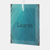 ティール（緑がかった色）ガラス組織 ガラスオーナメント (正面左)