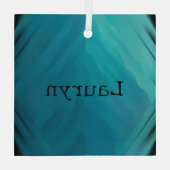 ティール（緑がかった色）ガラス組織 ガラスオーナメント (裏面)